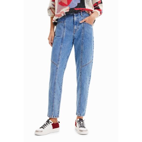 Desigual. Seamed Mom Jeans with Embroidered Heart Size 40 (8 US) - Picture 1 of 6